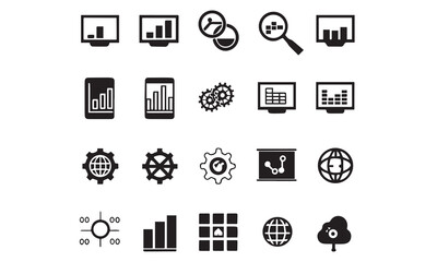 Data center icon set
