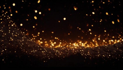 Naklejka premium dazzling golden bokeh with festive sparkle on dark canvas, perfect for web design, print media, and new year branding