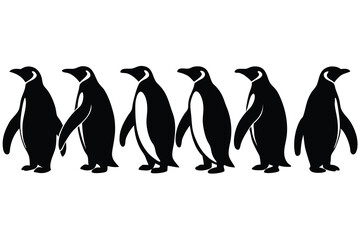 Obraz premium Penguin Silhouette Vector Border Pattern Featuring Cute Animals