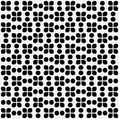 Seamless florals and circles vector pattern in black and white. Graphical illustration for a unique wall decor, textiles and interior design.