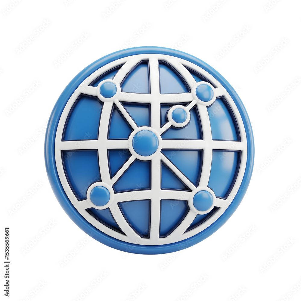 Aufkleber blue globe 3d icon network connection isolated on a transparent background 3d icon