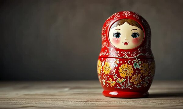 A vibrant Russian nesting doll showcases intricate floral designs and traditional artistry.