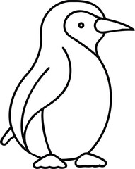 Fototapeta premium Simple black and white penguin illustration for coloring pages and educational materials