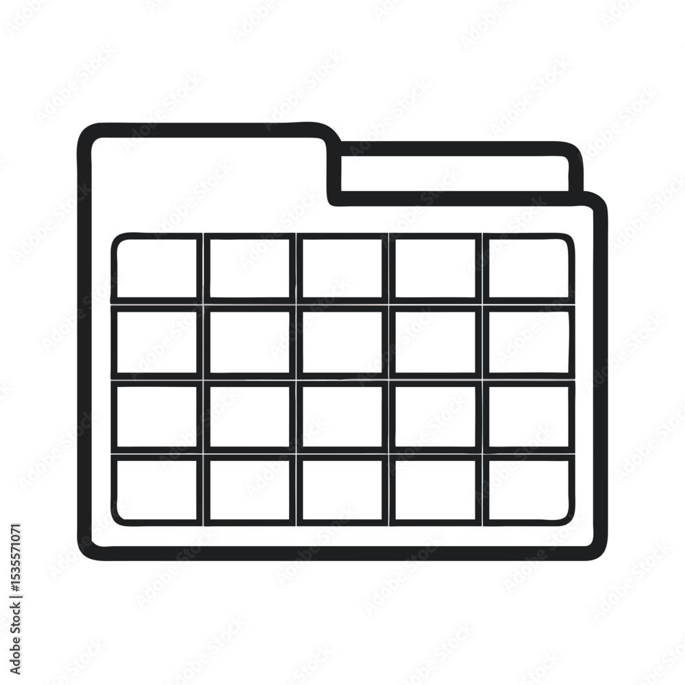 Poster detailed black folder grid icon with rounded edges in square shape