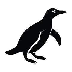 Fototapeta premium Simple black and white silhouette of a penguin standing isolated on white background