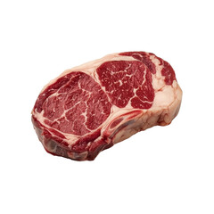 Obraz premium Fresh ribeye steak with marbling, ideal for grilling or roasting. This cut offers rich flavor and tenderness, perfect for meat lovers