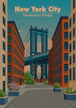 View of manhattan bridge new york city of united state sunset