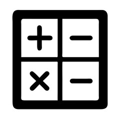 Obraz premium Outline Calculator Icon Featuring Basic Arithmetic Symbols in a Square Format