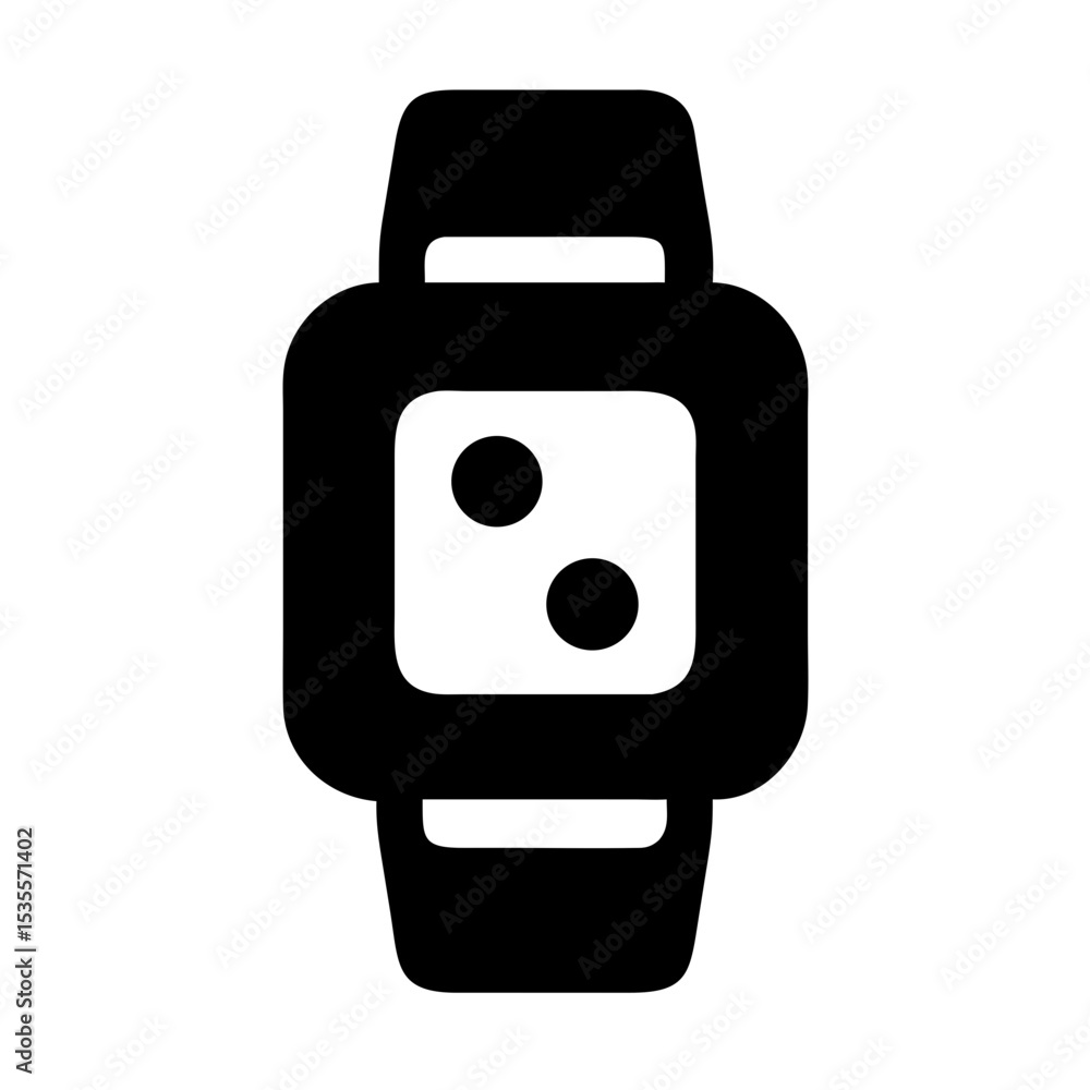 Poster smartwatch design showing a simple black silhouette with two buttons