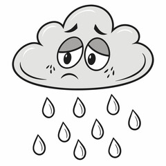 Drizzle Cloud Emoji with Tired Eyes