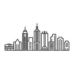Fototapeta premium Melbourne CBD Skyline Icon, Vector, Illustration, Icon, Outline, Line Art, Silhouette, Logo, White Background.