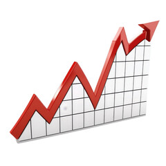 Obraz premium Increasing trend line graph with red arrow indicating growth