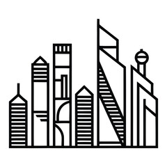 Obraz premium Moscow City Modern Icon, Vector, Illustration, Icon, Outline, Line Art, Silhouette, Logo, White Background.