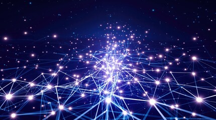 Obraz premium Blue Network Connection Technology Abstract Concept