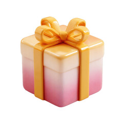 A transparent background, no-scratch 3D cartoon gift box for festivals, featuring ribbons and bows, is suitable for e-commerce. It is a perfect decoration for festival celebrations, with a cute and ed
