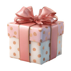 A transparent background, no-scratch 3D cartoon gift box for festivals, featuring ribbons and bows, is suitable for e-commerce. It is a perfect decoration for festival celebrations, with a cute and ed