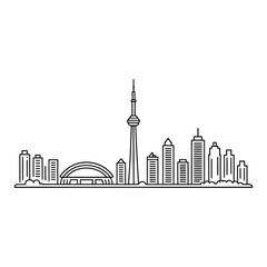 Toronto Lake Ontario View Skyline Icon, Vector, Illustration, Icon, Outline, Line Art, Silhouette, Logo, White Background.