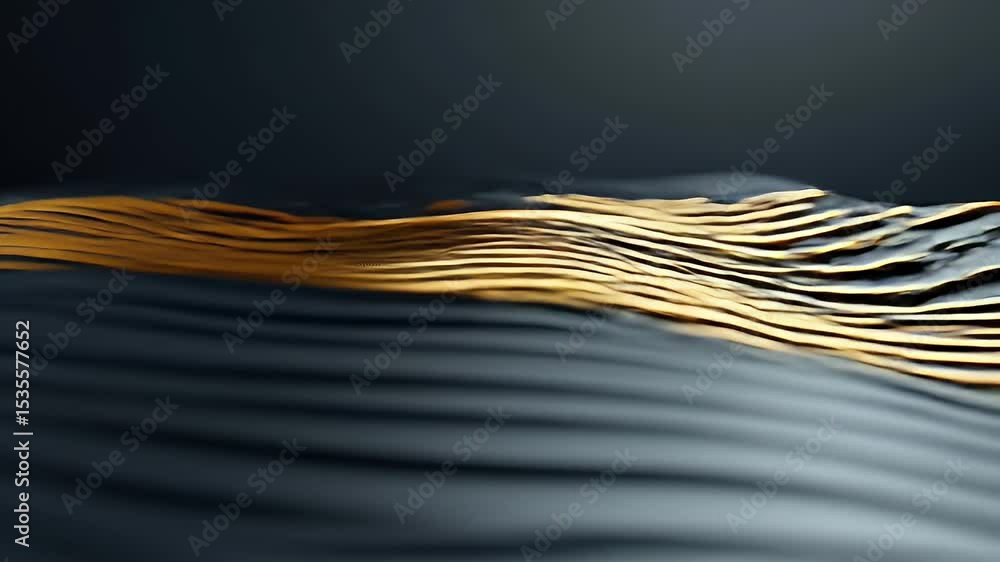 Poster abstract gray and golden wavy lines pattern with metallic surface design