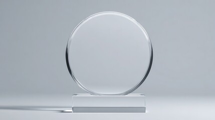 Premium photo of empty acrylic award design mockup, blank glass trophy mockup, Template for a transparent crystal prize plate.