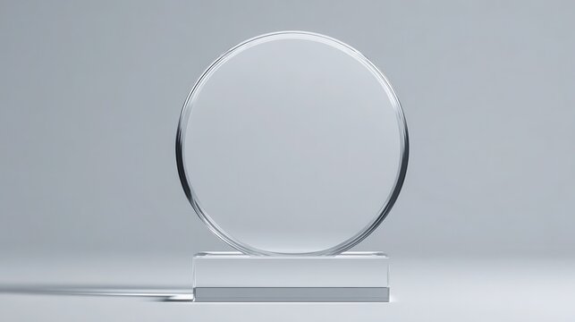 Premium photo of empty acrylic award design mockup, blank glass trophy mockup, Template for a transparent crystal prize plate.