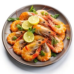 Gourmet Shrimp Dish Isolated on White Background – High-Resolution Culinary Stock Image