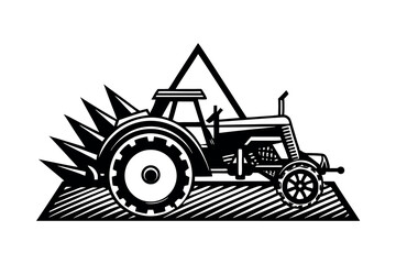 Rural Agriculture Silhouette Design Farming Machine and Equipment Vector cilpart 