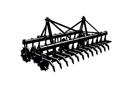 Rural Agriculture Silhouette Design Farming Machine and Equipment Vector cilpart 
