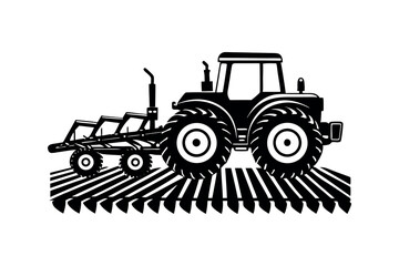 Rural Agriculture Silhouette Design Farming Machine and Equipment Vector cilpart 