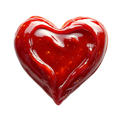 Glossy Red Heart Made of Thick Ketchup with Realistic Texture and Tomato Seeds Representing Love Passion