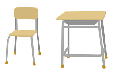 学校の机と椅子のイラスト