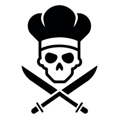 Skull Chef Wearing Hat with Crossed Knives Logo