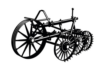 Fototapeta premium Agricultural Machinery Silhouette Clipart Farming Equipment and Tractor Vector Design