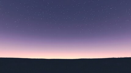 Serene Twilight Landscape with Starry Night Sky and Gentle Horizon Glow