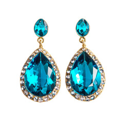 Elegant turquoise earrings with sparkling gemstones and gold accents, perfect for adding touch of glamour to any outfit