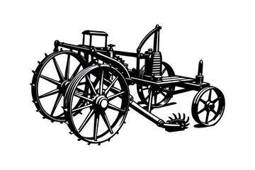 Agricultural Machinery Silhouette Clipart Farming Equipment and Tractor Vector Design