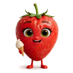 Fototapeta premium cinematic photo of a funny cartoon strawberry