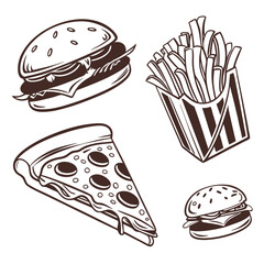 Retro Styled Food Silhouettes for Takeaway Branding