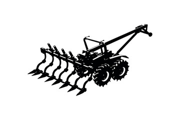 Agricultural Machinery Silhouette Clipart Farming Equipment and Tractor Vector Design