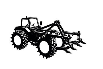 Agricultural Machinery Silhouette Clipart Farming Equipment and Tractor Vector Design