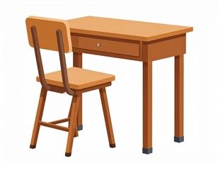 Fototapeta premium Simple Pixel Art Wooden Desk And Chair