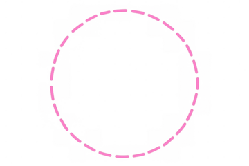 Pink dashed circle symbolizing connection, unity, and continuity on a transparent background, ideal for design projects