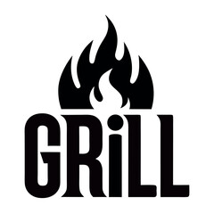 Bold Grill Restaurant Branding Element with Fire