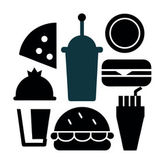 American Diner Theme Vector Food Elements