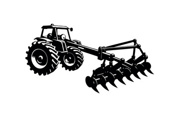 Agricultural Machinery Silhouette Clipart Farming Equipment and Tractor Vector Design