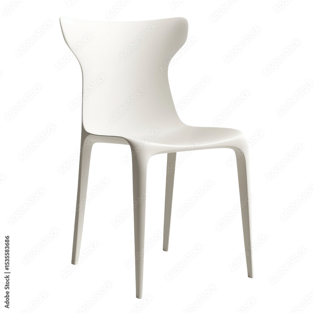 Poster modern white chair with unique design, perfect for contemporary spaces. its sleek lines and minimali