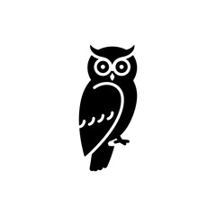 Owl Perched with Feathers for Wildlife or Nature Illustration