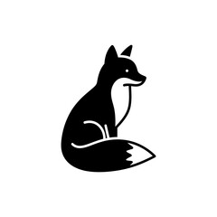 Fox Sitting with Curled Tail for Wildlife and Nature Symbol