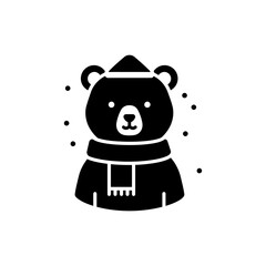 Bear in Scarf with Snow for Winter and Cozy Vibes