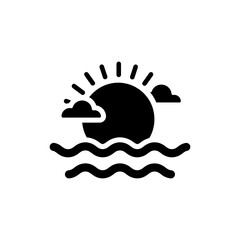 Fototapeta premium Sun with Waves and Clouds, Nature and Weather Concept