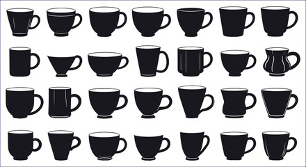 Coffee Cup Collection Vector Illustration Of Various Mug Shapes